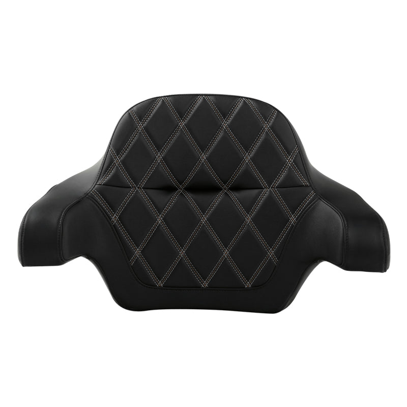 C.C. RIDER Touring Seat Driver Passenger Seat Extended Reach Seat With Backrest For Harley CVO Road Glide Electra Glide Street Glide Road King, Black Gray Diamond Stitching, 2014-2023