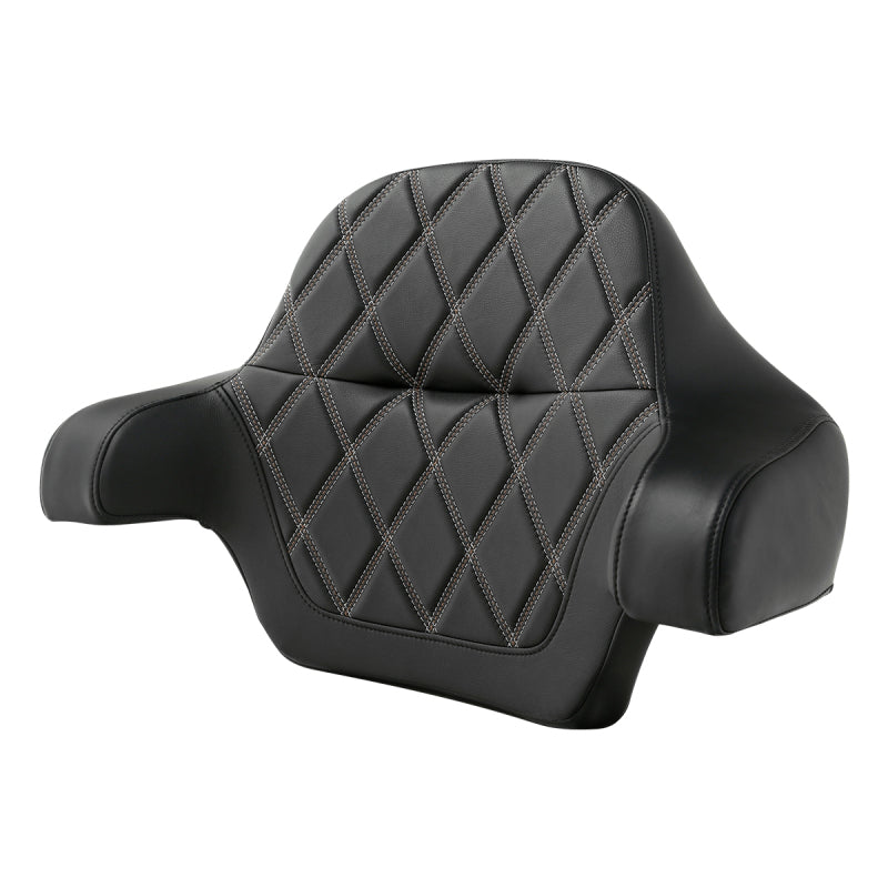 C.C. RIDER Touring Seat Driver Passenger Seat Extended Reach Seat With Backrest For Harley CVO Road Glide Electra Glide Street Glide Road King, Black Gray Diamond Stitching, 2014-2023