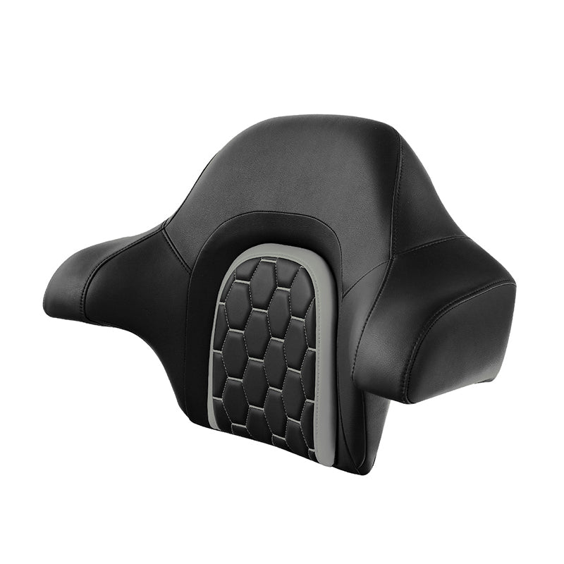 C.C. RIDER Touring Seat Driver Passenger Seat With Backrest For Harley CVO Road Glide Electra Glide Street Glide Road King, Whitish Grey, 2014-2023