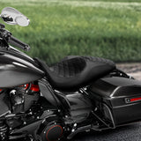 C.C. RIDER Touring Seat 2 up Seat Driver Passenger Seat Black Lattice Design For Harley Touring Street Glide Road Glide Electra Glide, 2008-2023