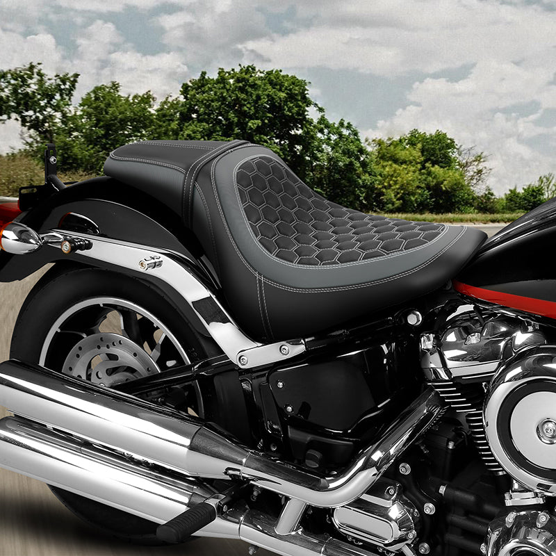 C.C. RIDER Softail Seat Low Rider S Low Rider ST Driver Passenger Seat Black And Gray Fit For Low Rider Sport Glide FXLR FXLRS FXLRST 2018-2025