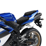 C.C. RIDER YZF R1 Front And Rear Seat For YAMAHA YZFR1 Black Lattice Stitiching, 2007-2008