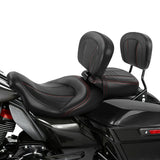 C.C. RIDER Touring Seat Two Piece Low Profile Driver Passenger Seat With Backrest For Road Glide Street Glide Road King, Red, 2009-2024