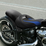 C.C.RIDER Custom Short Oval Rear Fender With Blue Honeycomb Solo Seat in Black Gelcoat Finish For Harley Softail Breakout FXBR FXBRS, 2018-2023