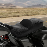 Gel Seat C.C. RIDER Touring Seat Driver Passenger Seat 2 Up Seat Black Honeycomb Stitch For FL Touring Road King Electra Glide Road Glide, 2009-2024