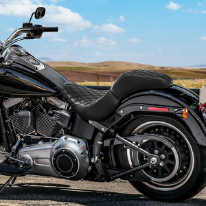 C.C. RIDER Softail Seat Two Piece 2 Up Seat Low Profile Driver Solo Seat Passenger Seat Black Lattice For Harley Softail Fat Boy Cross Bones, 2007-2017