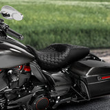 Heated Seat C.C. RIDER Touring Seat 2 up Seat Driver Passenger Seat For Harley Touring Street Glide Road Glide Electra Glide Honeycomb Stitiching, 2008-2023