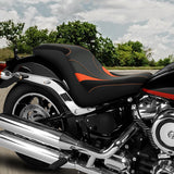 C.C. RIDER Softail Seat Low Rider S ST Driver Passenger Seat Black Orange Custom Cutting Low Rider FXLR FXLRS FXLRST 2018-2025