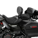 C.C. RIDER Touring Seat Two Piece Low Profile Driver Passenger Seat With Backrest For Road Glide Street Glide Road King, Black, 2009-2024