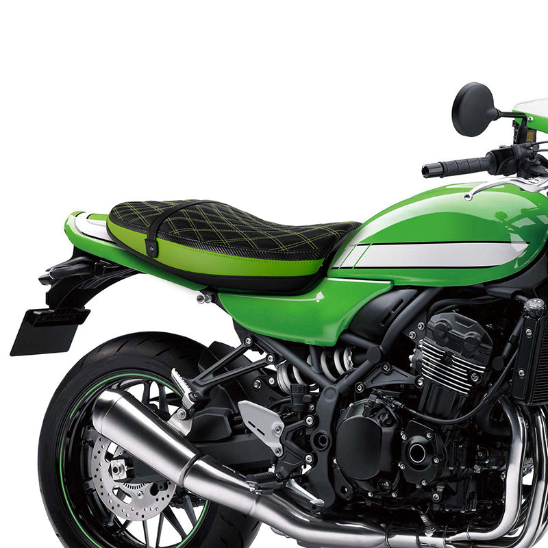 C.C.RIDER Kawasaki Z900RS ERGO Seat Genuine Cafe 2 up Seat Black Green Lattice Stitch Fits Kawasaki Z900RS 2018-2025