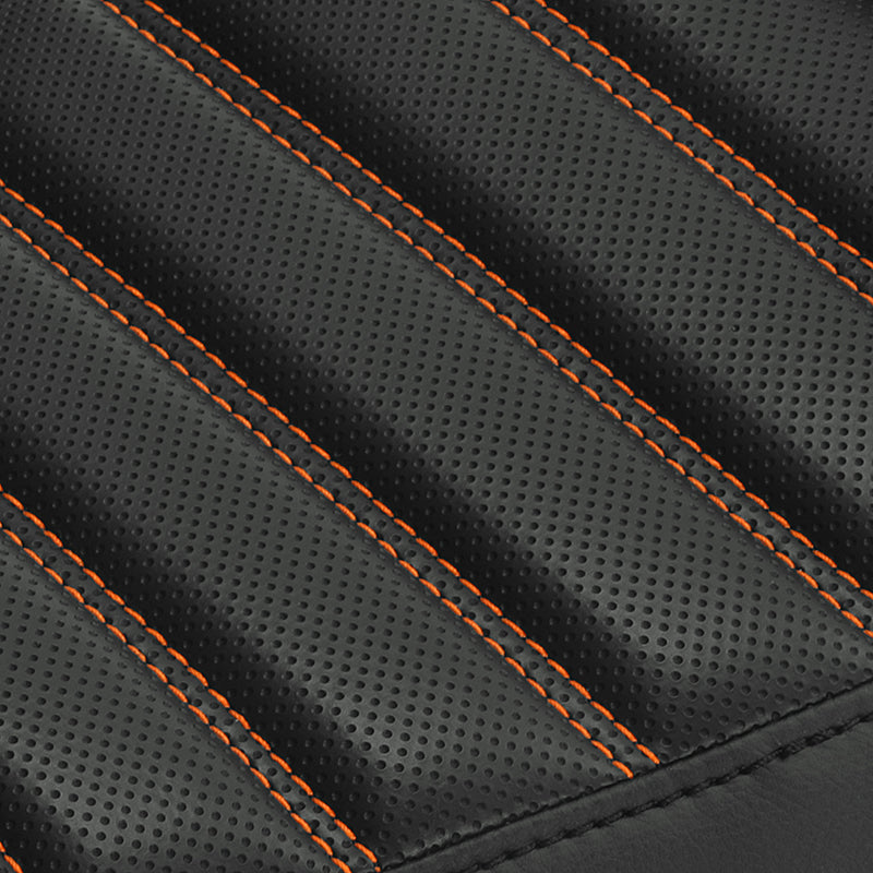 C.C.RIDER Sportster Seat Front Solo Seat Driver Rider Cushion Orange Roll Stitching, 2010-2023 XL models