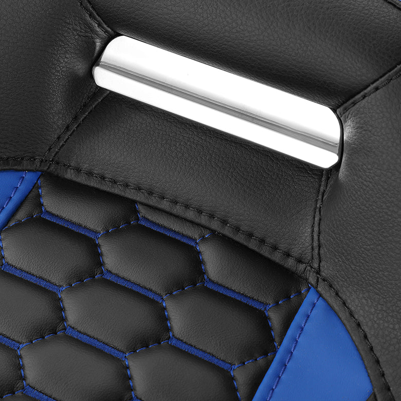 C.C.RIDER Custom Short Oval Rear Fender With Blue Honeycomb Solo Seat in Black Gelcoat Finish For Harley Softail Breakout FXBR FXBRS, 2018-2023