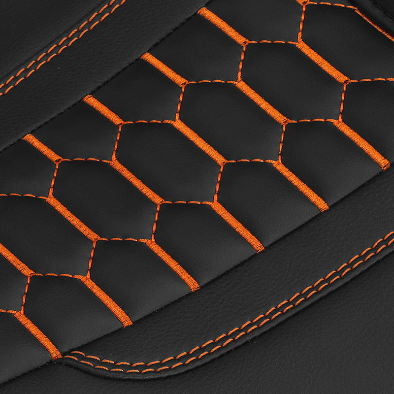 C.C.RIDER Sportster Seat Front Solo Seat Driver Rider Cushion Orange Honeycomb Stitching, 2010-2023 XL models