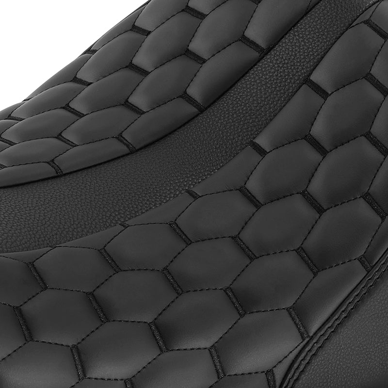 C.C. RIDER Sportster Seat 2 Piece Reach Seat Driver And Passegner Seat Black Honeycomb Fit For Harley Nightster RH975 2022-Later