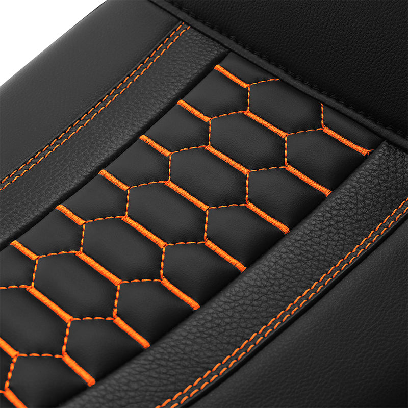 C.C. RIDER Softail Seat Driver And Passenger Seat Chopper Seat Orange Honeycomb Sitiching Fit Fat Bob 114 FXFB 2018-2023
