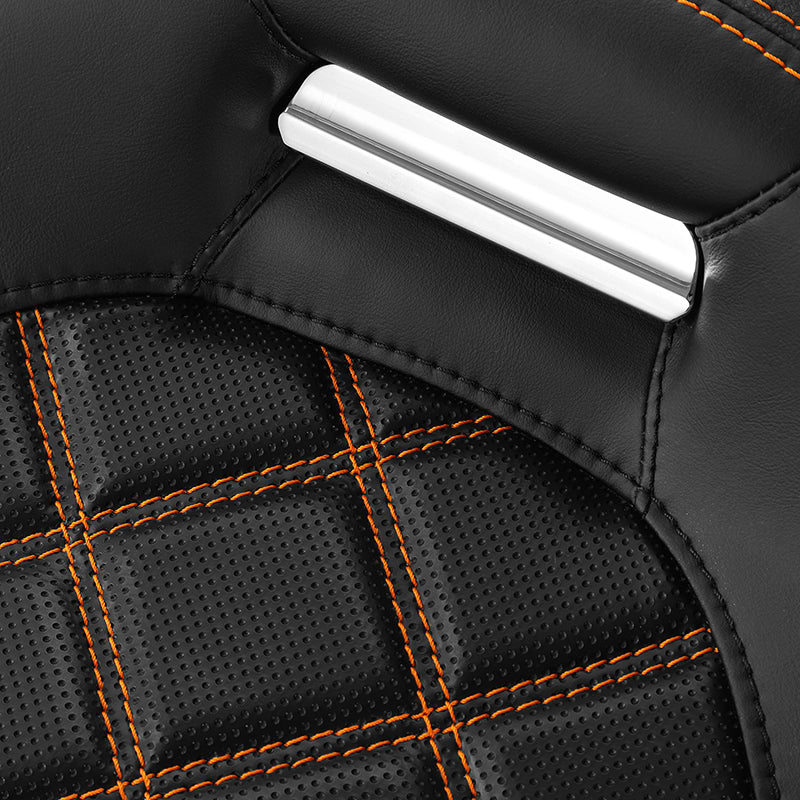 C.C.RIDER Custom Short Oval Rear Fender With Orange Lattice Solo Seat in Black Gelcoat Finish For Harley Softail Breakout FXBR FXBRS, 2018-2023