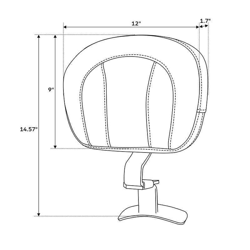 C.C. RIDER Rider Backrest Driver Backrest Pad For Harley Touring CVO Street Glide Road Glide Electra Glide Road King, 2009-2023