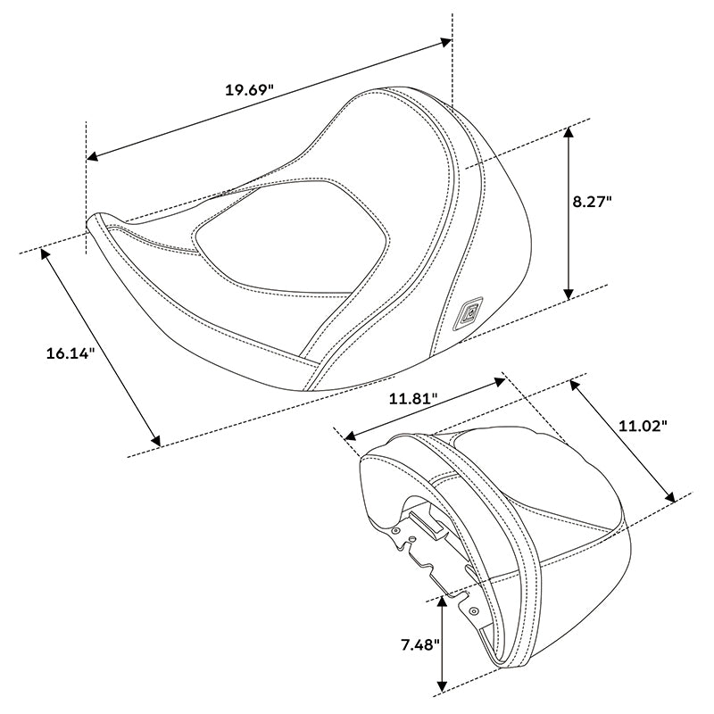 Heated Seat C.C. RIDER Touring Seat Two Piece 2 Up Seat Driver Solo Seat Passenger Seat Carbon Fiber Pattern For CVO Street Glide CVO Road Glide, 2023-2025
