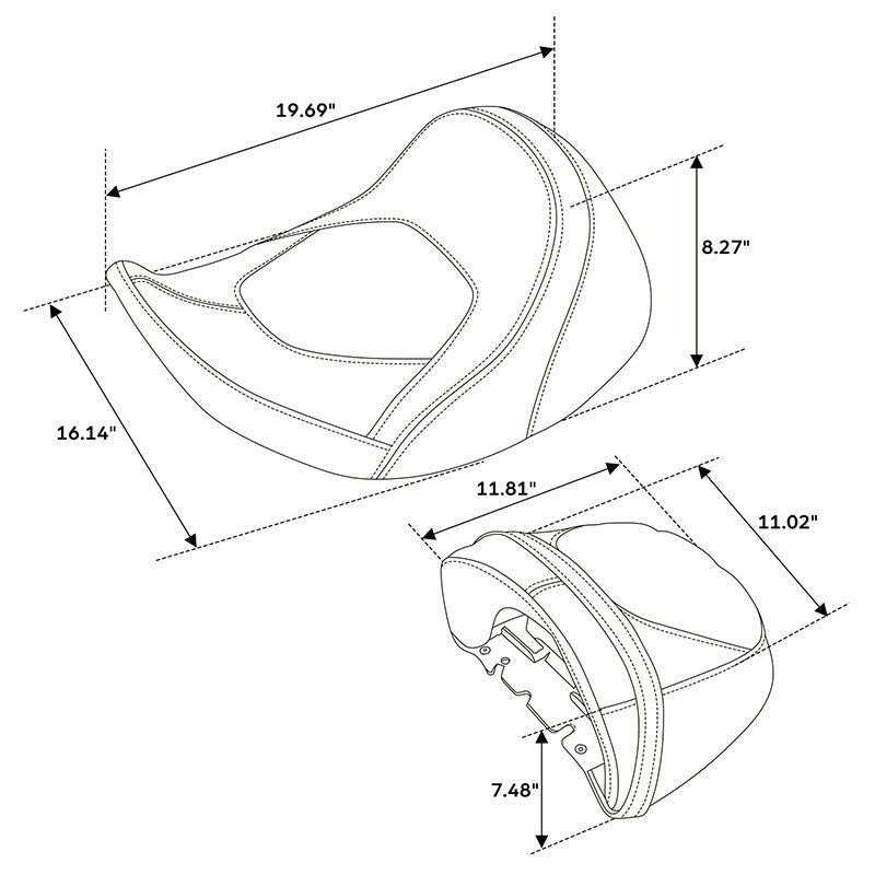 C.C. RIDER Touring Seat Two Piece 2 Up Seat Driver Solo Seat Passenger Seat Lattice Stitching For CVO Street Glide CVO Road Glide, 2023-2025