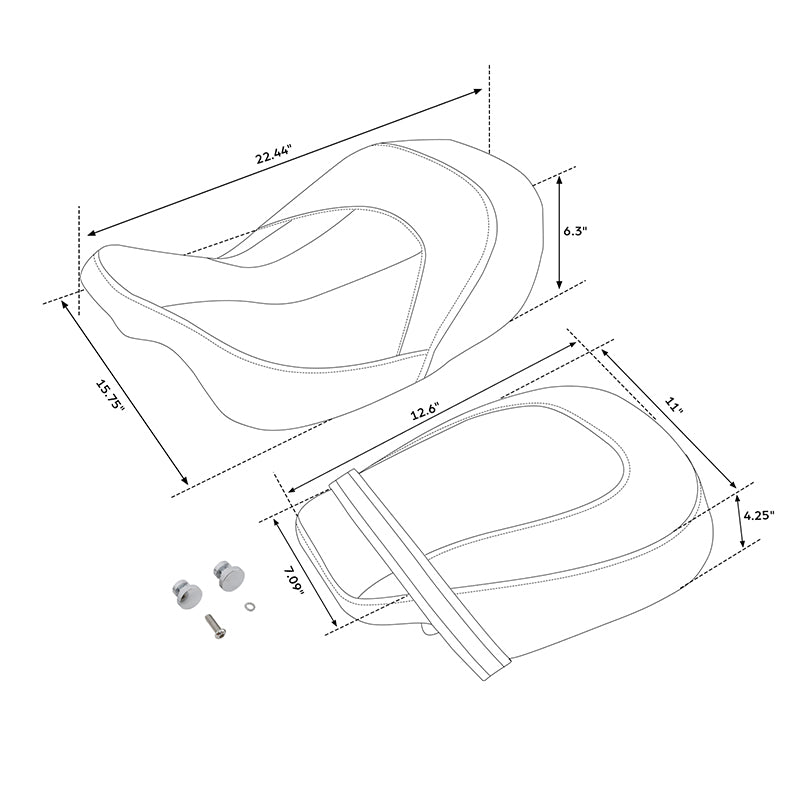 C.C. RIDER  Touring Seat Two Piece 2 Up Seat Low Profile Driver Passenger Seat Lattice Alcatara Leather For Road Glide Street Glide Road King, 2009-2023