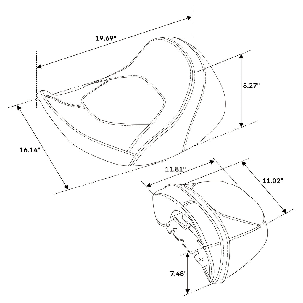 C.C. RIDER Touring Seat Two Piece 2 Up Seat Driver Solo Seat Passenger Seat Alcantara Leather For CVO Street Glide CVO Road Glide, 2023-2025