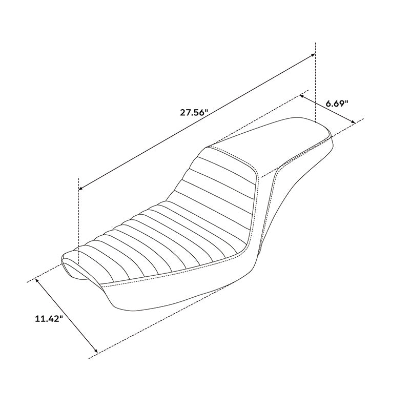 C.C. RIDER Dyna Step Up Seat 2 Up Seat Tuck and Roll For Dyna Wide Glide Super Glide, 1996-2003