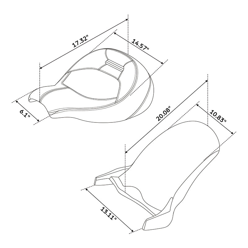C.C.RIDER Custom Short Oval Rear Fender With Red Stitching Solo Seat in Black Gelcoat Finish For Harley Softail Breakout FXBR FXBRS, 2018-2023