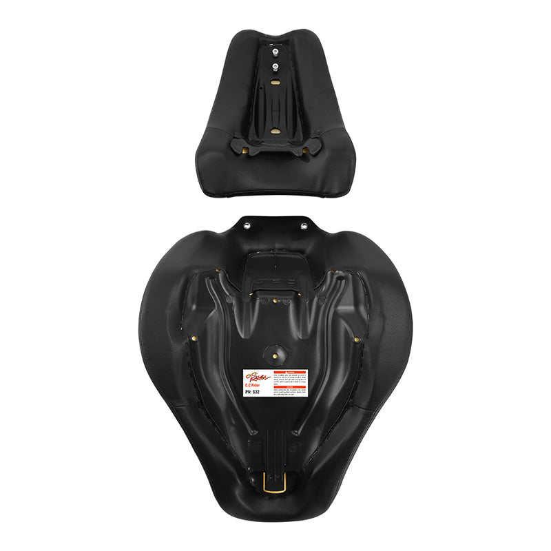 C.C. RIDER Softail Seat Two Piece 2 Up Seat Low Profile Driver Solo Seat Passenger Seat Carbon Fiber Pattern For Harley Softail Fat Boy Cross Bones, 2007-2017