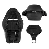 C.C. RIDER Touring Seat Driver Passenger Seat With Backrest For Harley CVO Road Glide Electra Glide Street Glide Road King, Black Green, 2014-2023
