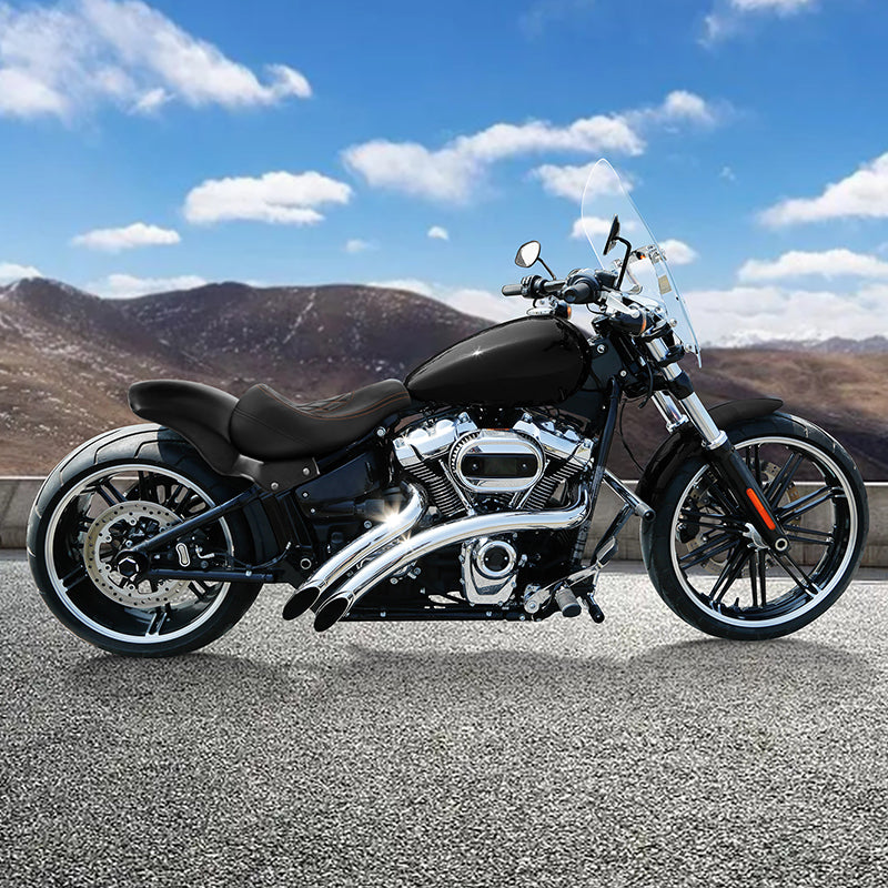 C.C.RIDER Custom Short Oval Rear Fender With Orange Lattice Solo Seat in Black Gelcoat Finish For Harley Softail Breakout FXBR FXBRS, 2018-2023