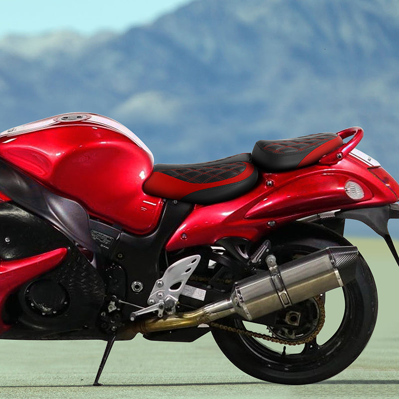 C.C. RIDER GSX1300R Front And Rear Seat Fit For SUZUKI Hayabusa GSX1300R Alien Style Red Lattice Stitch, 2008-2020