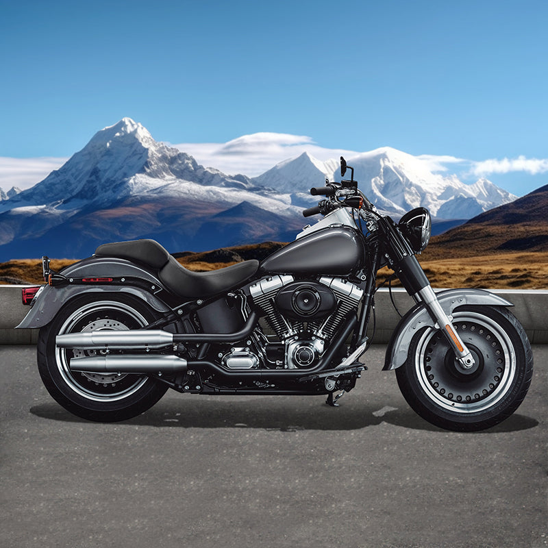 C.C. RIDER Softail Seat Two Piece 2 Up Seat Low Profile Driver Solo Seat Passenger Seat For Harley Softail Fat Boy Cross Bones, 2007-2017