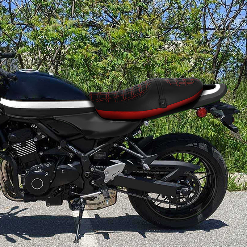 C.C.RIDER Kawasaki Z900RS ERGO Seat Genuine Z900RS Cafe 2 up Seat Black Red Lattice Stitch Fits Kawasaki Z900RS 2018-2025