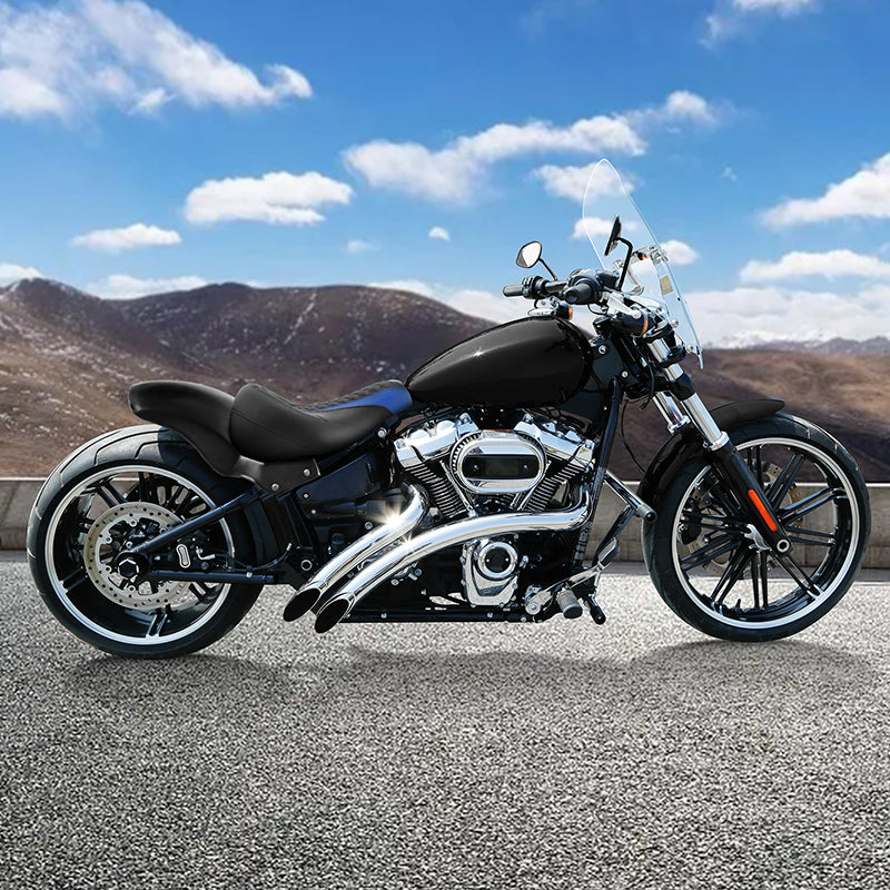 C.C.RIDER Custom Short Oval Rear Fender With Blue Honeycomb Solo Seat in Black Gelcoat Finish For Harley Softail Breakout FXBR FXBRS, 2018-2023