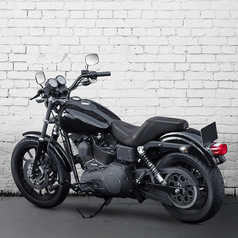 C.C. RIDER Dyna Step Up Seat 2 Up Seat Black Carbon Fiber Stitching For Dyna Wide Glide Super Glide, 1996-2003