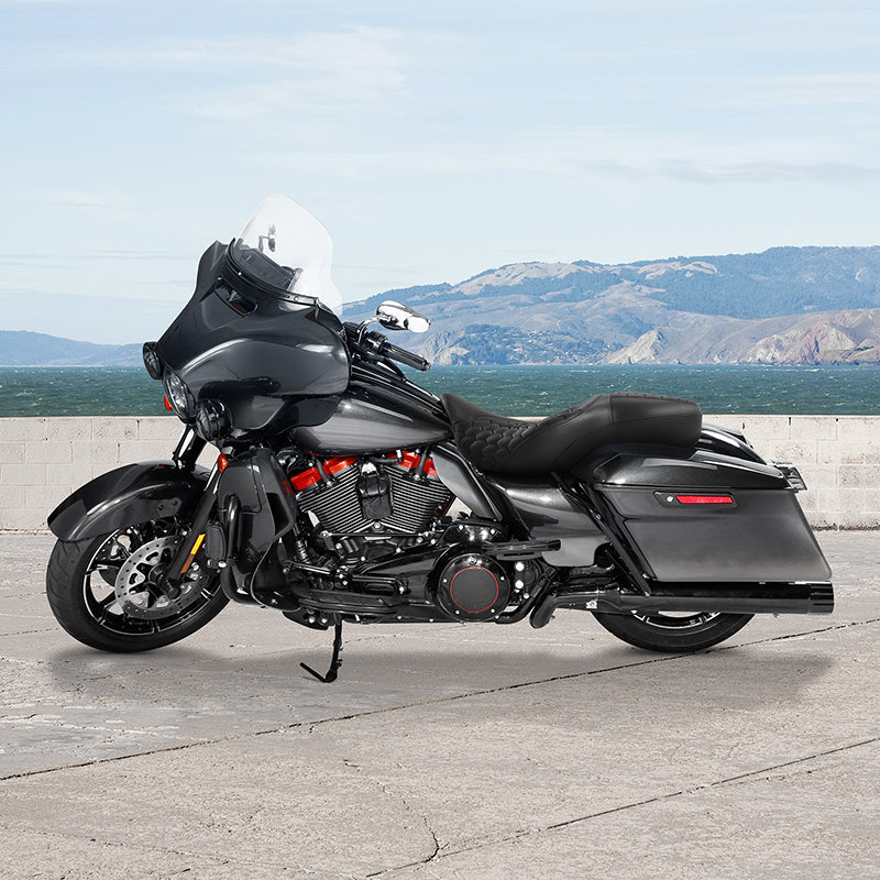 C.C. RIDER Touring Seat 2 Up Seat Driver Passenger Seat Homeycomb For Harley CVO Road Glide Electra Glide Street Glide Road King, 2009-2023