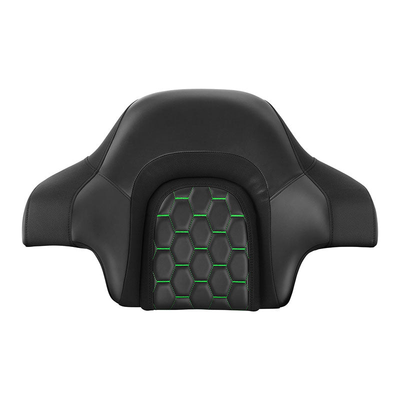 C.C. RIDER Touring Seat Driver Passenger Seat With Backrest For Harley CVO Road Glide Electra Glide Street Glide Road King, Black Green, 2014-2023