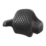 C.C. RIDER Touring Seat Driver Passenger Seat With Backrest For Harley CVO Road Glide Electra Glide Street Glide Road King, Black Red, 2014-2023