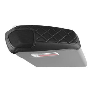 C.C. RIDER Speakers Saddlebag Lid Covers Lattice Stitching Protect Saddlebags For Harley Touring Street Glide CVO Road Glide CVO 2014-2024