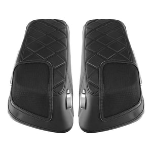 C.C. RIDER Speakers Saddlebag Lid Covers Lattice Stitching Protect Saddlebags For Harley Touring Street Glide CVO Road Glide CVO 2014-2024