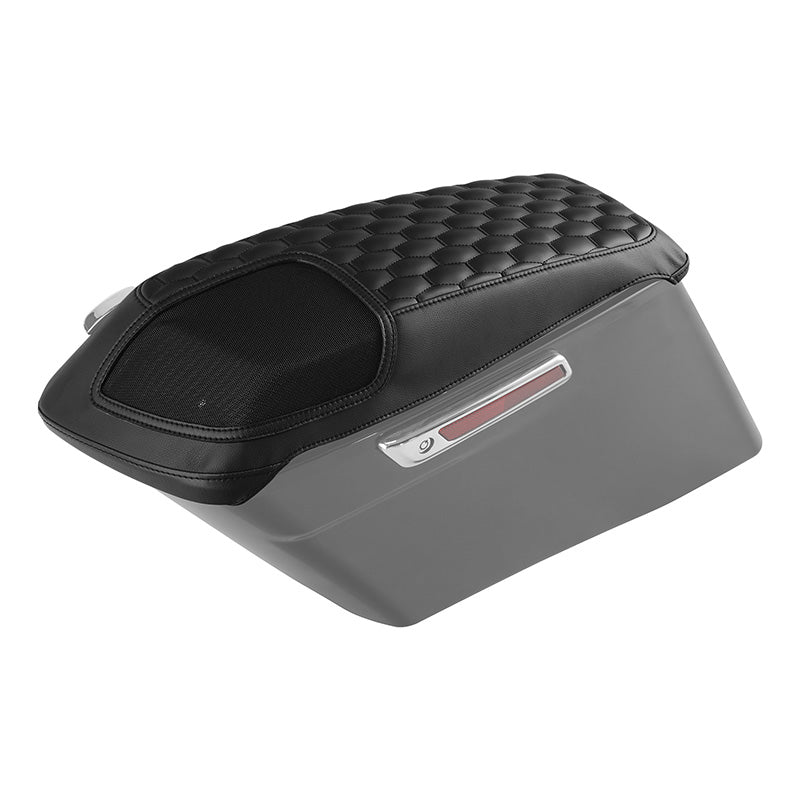 C.C. RIDER Speakers Saddlebag Lid Covers Honeycomb Stitching Protect Saddlebags For Harley Touring Street Glide CVO Road Glide CVO 2014-2024