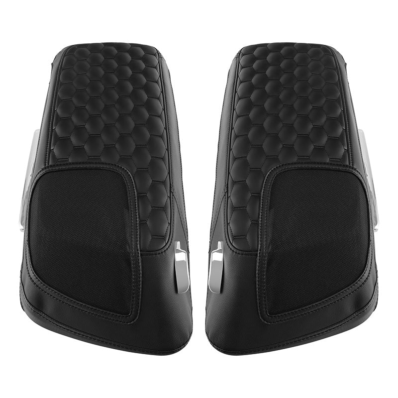 C.C. RIDER Speakers Saddlebag Lid Covers Honeycomb Stitching Protect Saddlebags For Harley Touring Street Glide CVO Road Glide CVO 2014-2024