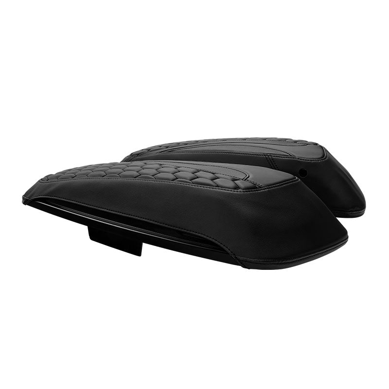 C.C. RIDER Saddlebag Lid Covers Honeycomb Stitching For Harley Touring Street Road Glide 2014-2023
