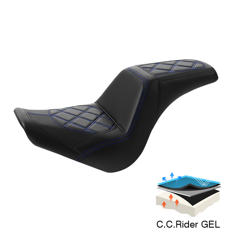 C.C. RIDER Softail Step Up Seat 2 Up Seat Diamond Stitching For Softail Street Bob FXBB Standard FXST Models 2018-2025