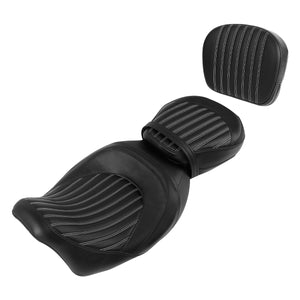 C.C. RIDER Touring Seat Two Piece 2 Up Seat Low Profile Driver Passenger Seat With Backrest For Road Glide Street Glide Road King, 2009-2023