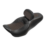 C.C. RIDER Touring Seat Driver Passenger Seat With Backrest For Harley Touring Street Glide Road Glide Electra Glide, Black Orange, 2008-2023