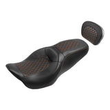 C.C. RIDER Touring Seat Driver Passenger Seat With Backrest For Harley Touring Street Glide Road Glide Electra Glide, Black Orange, 2008-2023