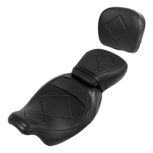 C.C. RIDER Touring Seat Two Piece Low Profile Driver Passenger Seat With Backrest For Road Glide Street Glide Road King, Black, 2009-2023