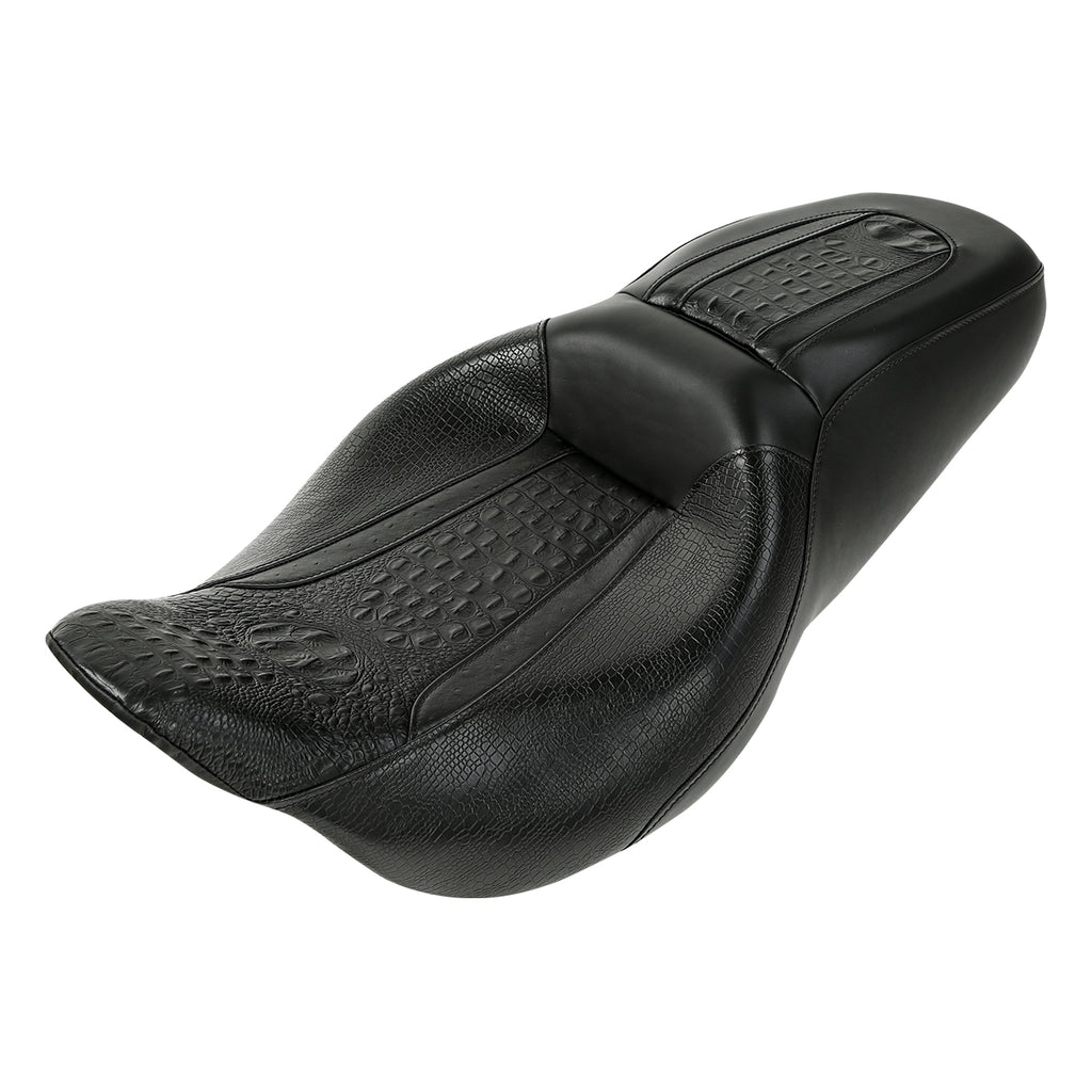 C.C. RIDER Touring Seat 2 up Seat Driver Passenger Seat Bareback Gator For Harley Touring Street Glide Road Glide Electra Glide, 2008-2023