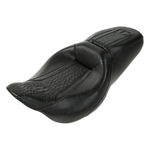C.C. RIDER Touring Seat 2 up Seat Driver Passenger Seat Bareback Gator For Harley Touring Street Glide Road Glide Electra Glide, 2008-2023